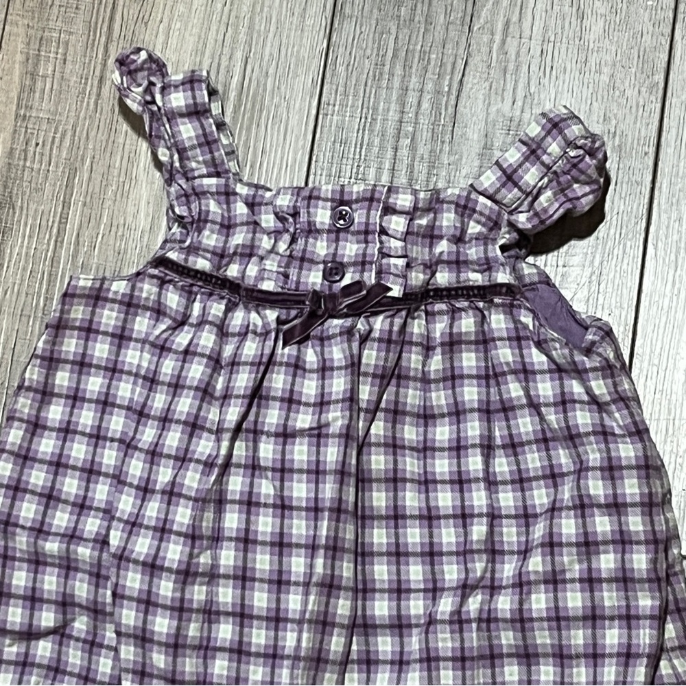 Janie & Jack 6-12M Baby Girl Dress Purple Checkered Set Chic Lagonlook Summer - Picture 2 of 9